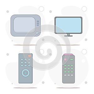 remote control and tv vector flat illustration
