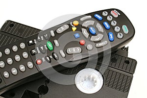 Remote control with vhs tapes upclose