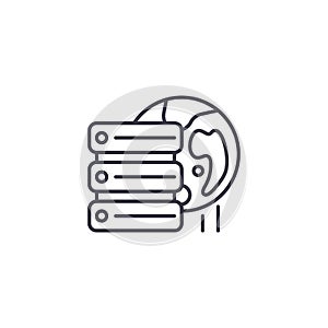 Remote database server linear icon concept. Remote database server line vector sign, symbol, illustration.