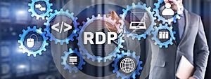 Remote desktop protocol. Networking internet technology concept.