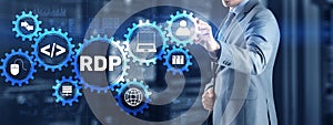 Remote desktop protocol. Networking internet technology concept.