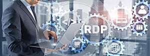 Remote desktop protocol. Networking internet technology concept