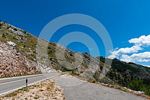 Remote desolated narrow roads, through multiple hairpin bends, leading down the mountain slopes to Pavlova Strana viewpoint