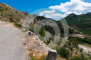 Remote desolated narrow roads, through multiple hairpin bends, leading down the mountain slopes to Pavlova Strana viewpoint