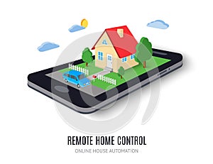 Remote home control concept icon. Vector illustration.