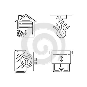 Remote home control system linear icons set