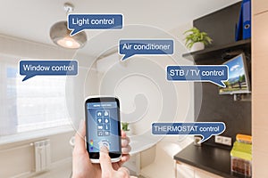 Remote home control system on a smart phone.