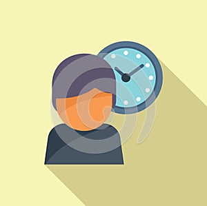 Remote hour clock icon flat vector. Office time