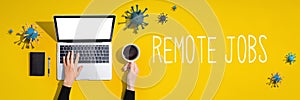 Remote Jobs theme with laptop with viruses