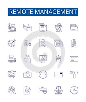 Remote management line icons signs set. Design collection of Remote, Management, Control, Access, Monitor