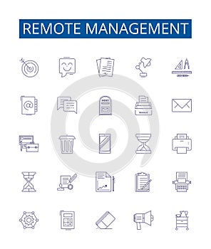 Remote management line icons signs set. Design collection of Remote, Management, Control, Access, Monitor