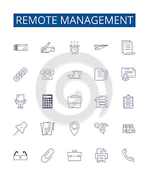 Remote management line icons signs set. Design collection of Remote, Management, Control, Access, Monitor