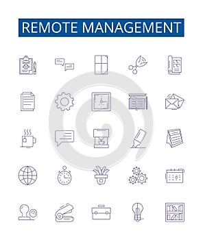 Remote management line icons signs set. Design collection of Remote, Management, Control, Access, Monitor