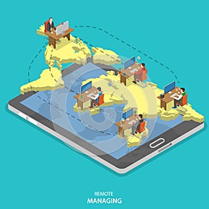 Remote managing isometric flat vector concept.