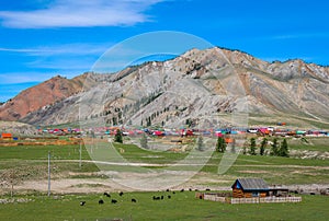 Remote Mongolian town of Altraga on a summers day