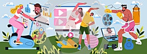 Remote Personal Training. Flat Vector