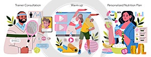 Remote Personal Training. Flat Vector