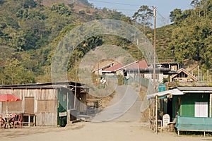 Remote rural mountain village landscape. Tabakoshi West Bengal India