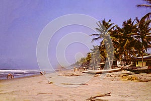 A remote stretch of coast by the Atlantic Ocean in Ghana c.1959