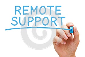 Remote Support Handwritten Blue Marker photo