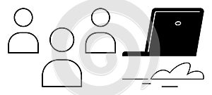 Remote Team Collaboration with Cloud Computing and Laptop Networking Concept