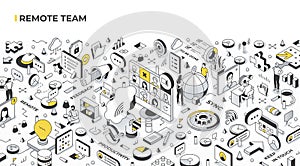 Remote Team Isometric Illustration
