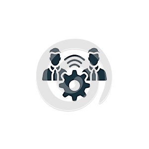 Remote Team Management icon. Monochrome simple Remote Work icon for templates, web design and infographics