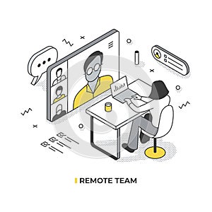 Remote Teamwork Isometric Illustration