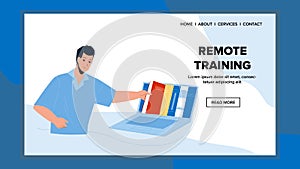 Remote Training Educate Student On Laptop Vector