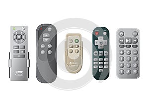 Remote TV controls buttons vector illustration. Wireless power media device to switch channel programmes remotely.