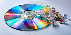 Remote view realistic broken compact disc Generative AI