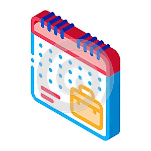 Remote work calendar isometric icon vector illustration