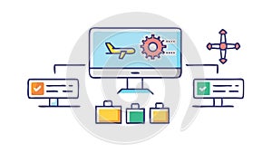 Remote Work and Cloud Computing, Digital Productivity, vector design Generative AI