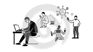 Remote Work Collaboration Global Connectivity Digital Vector, vector design Generative AI