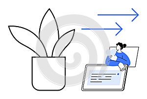 Remote Work and Digital Communication Concept with Laptop and Abstract Elements