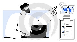 Remote Work and Online Collaboration Concept with Digital Tools and Task Management Checklist