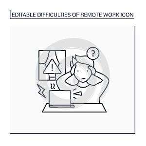 Remote work line icon