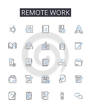 Remote work line icons collection. Prosperity, Abundance, Affluence, Fortune, Opulence, Riches, Success vector and