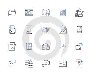 Remote work outline icons collection. Telecommuting, Telework, Offsite, Off-site, Off-location, Home-based, Home-office photo