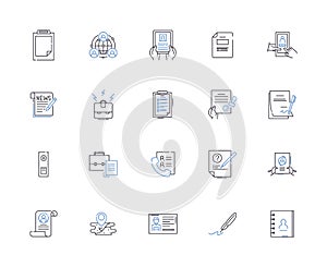 Remote work outline icons collection. Telecommuting, Telework, Offsite, Off-site, Off-location, Home-based, Home-office photo