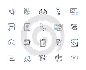 Remote work outline icons collection. Telecommuting, Telework, Offsite, Off-site, Off-location, Home-based, Home-office photo