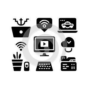 Remote Work Setup Solid Icon for Digital Workspace