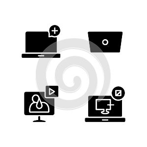 Remote Work Setup Solid Icons Set for Work From Home