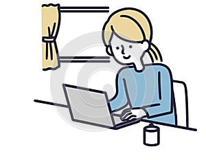 Remote work woman simple illustration