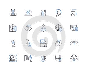 Remote worker line icons collection. Flexibility, Autonomy, Independence, Productivity, Efficiency, Adaptability