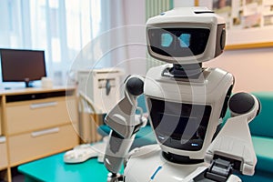 remotecontrolled robot performing telemedicine exam