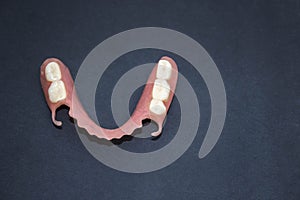 Removable denture flexible, devoid of nylon, hypoallergenic exempt from monomer. photo