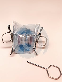 Removable orthodontic apparatus, orthodontic plate, for children.