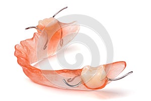 Removable partial denture isolated on white background