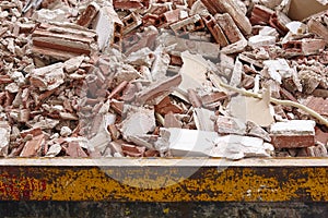 Removal of debris. Construction waste. Building demolition. Devastation photo